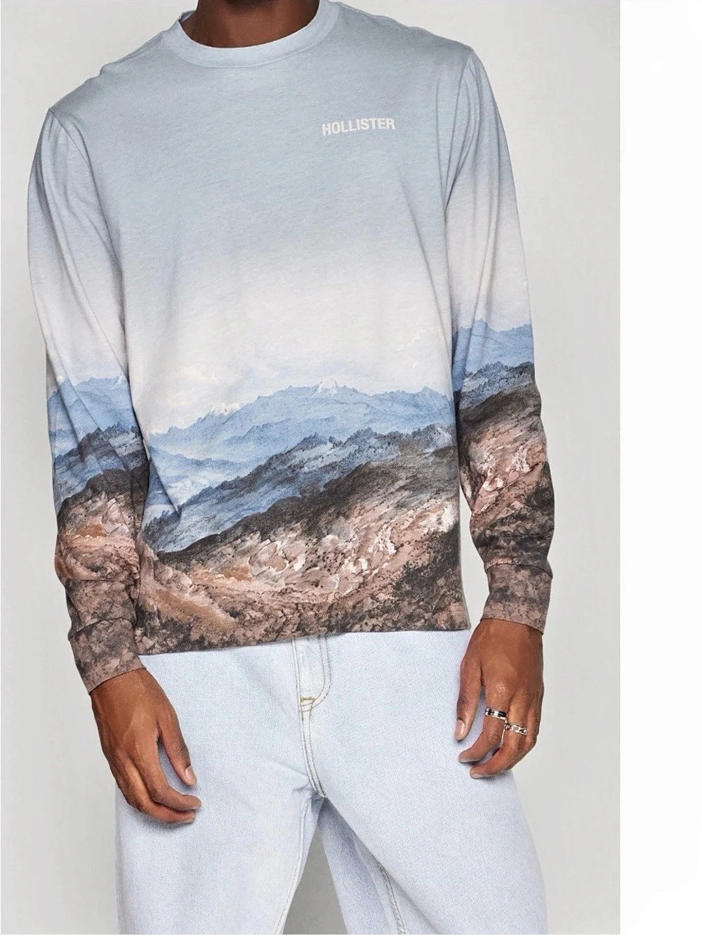 Hollister Mountain Landscape Graphic Long Sleeve Tee Men’s Unisex Size M